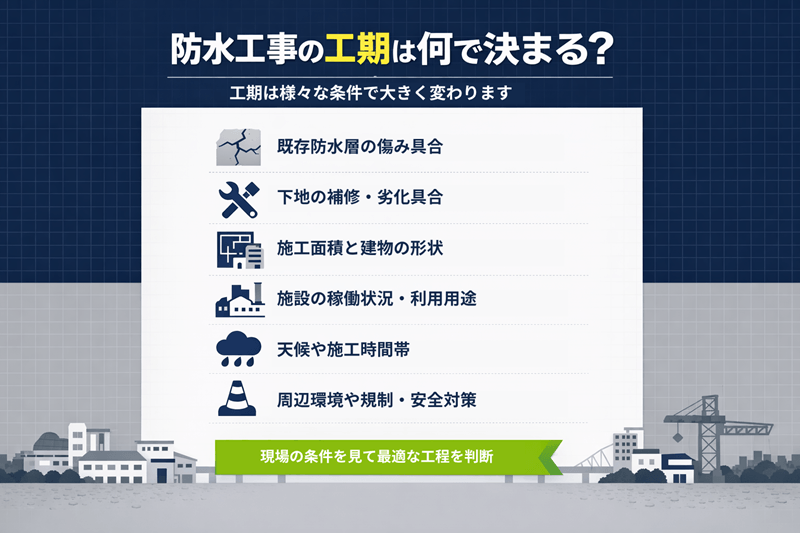 防水工事の工期について解説をした画像